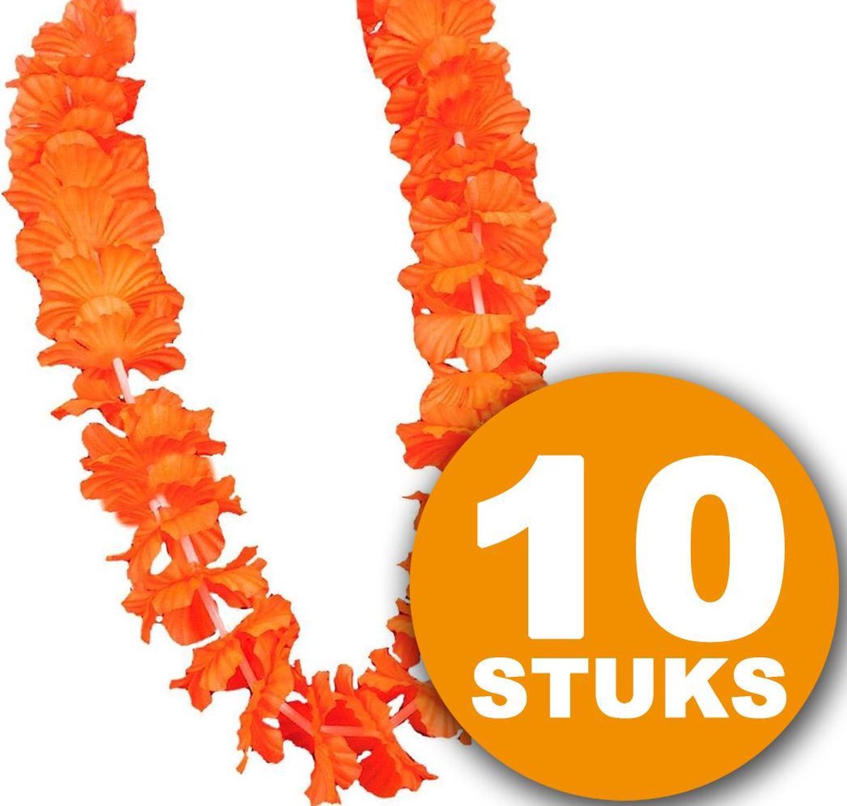 Oranje Feestkleding | 10 stuks Oranje Krans Hawai De-Luxe | Oranje Feestartikelen | Feestkleding EK Voetbal 2021